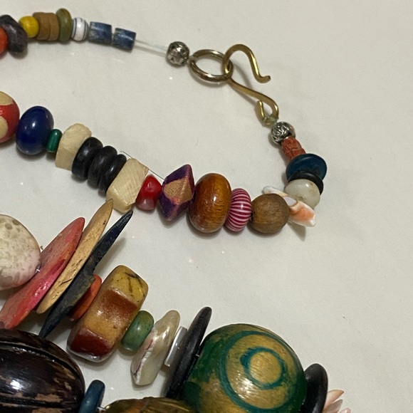 3/22 Unique Vintage Coco Shell Wood Necklace / Boho - Picture 3 of 12